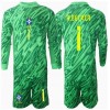 Brasilien Alisson Becker #1 Målvakt Hemmaställ Barn Copa America 2024 Långa ärmar (+ Korta byxor)